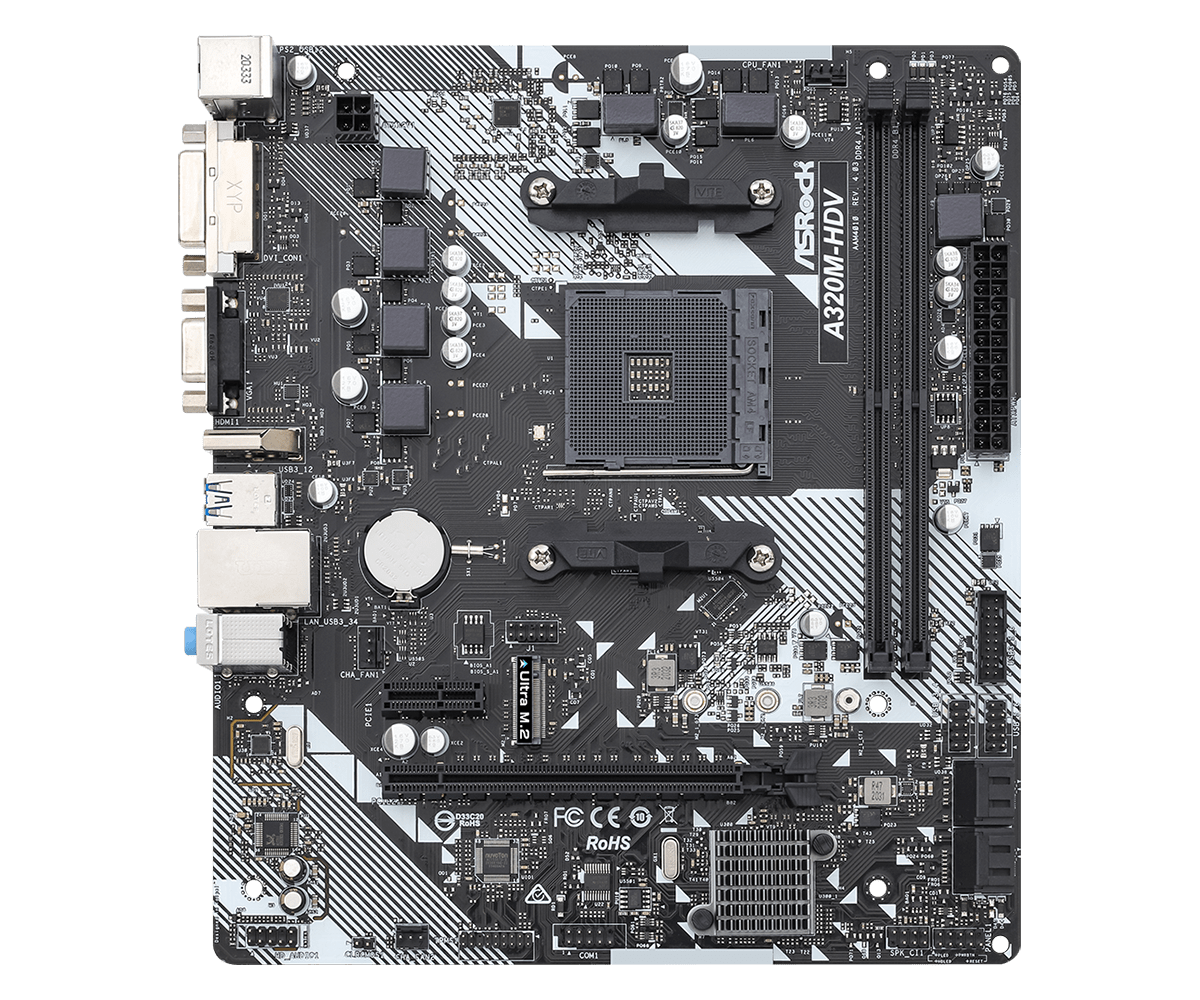 Tax-free ASRock A320M-HDV R4.0 AM4 A320 SATA3 1 Ultra M.2 USB 3.1
