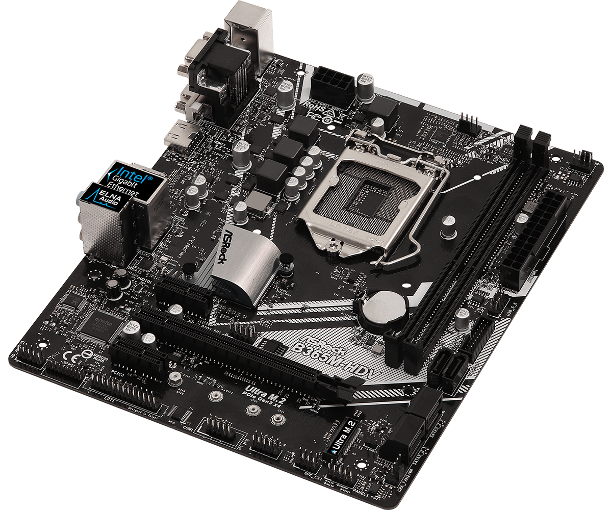 Asrock B365M-HDV Intel B365 LGA1151 micro ATX motherboard ddr4 hdmi M.2 32 Gb/s