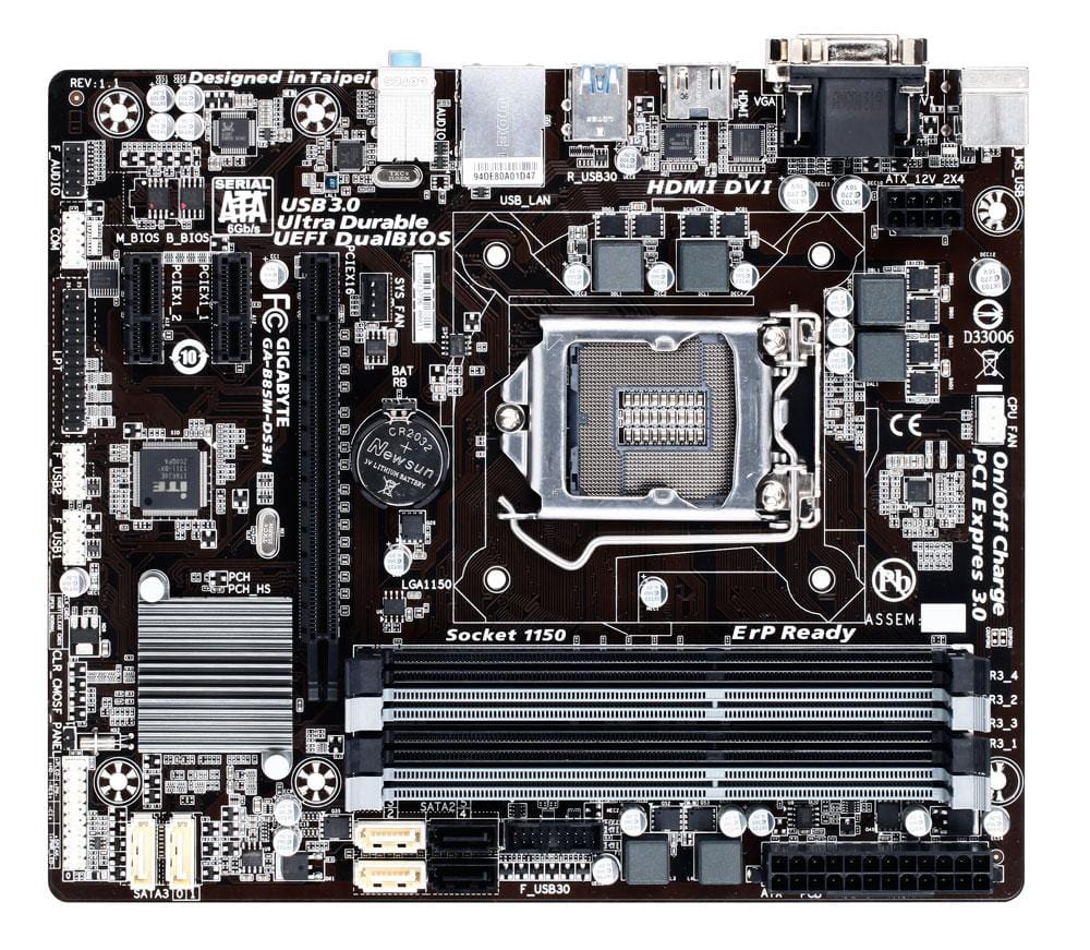 Gigabyte B85M-DS3H Intel Motherboard,1150,ddr3,M-ATX,B85,usb3,DVI