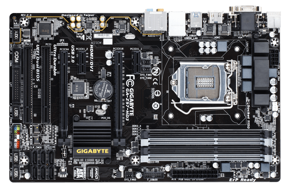 Gigabyte GA-Z97-HD3 (rev. 2.0)Desktop computer motherboard,1150 socke ...
