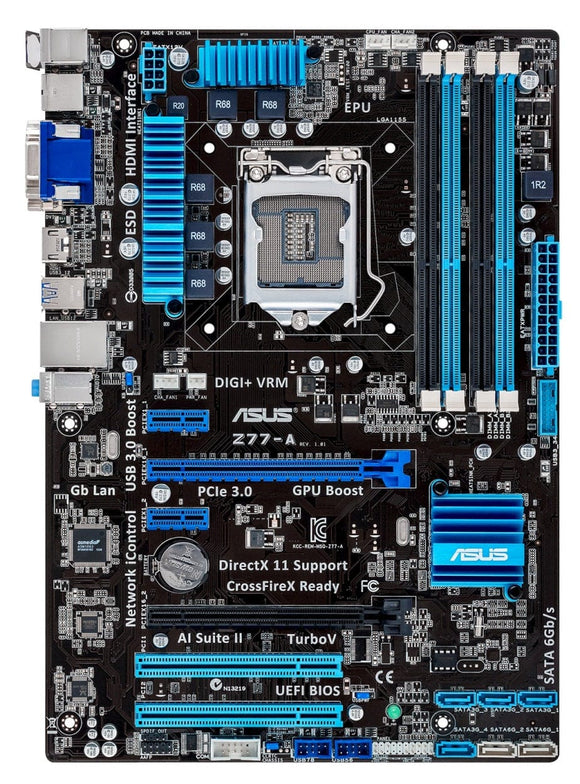 ASUS Z77-A Intel Z77 LGA 1155 ATX motherboard ddr3 32GB sata 3 usb3.0 dvi hdmi