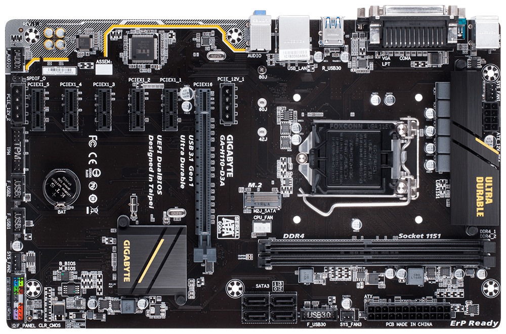 Tax-free GIGABYTE GA-H110-D3A LGA 1151 socket INTEL ATX 